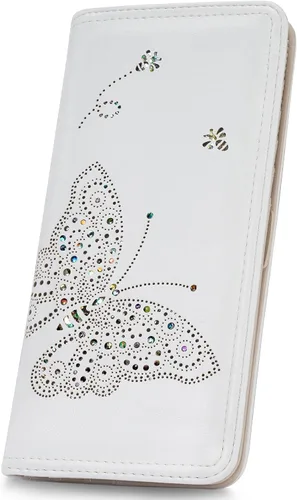 KITEVIUN Cartera RFID para Mujeres Ultra Delgada Fina Cartera de Mujer Compacta Clutch Cartera Larga para Damas, 01-Blanco, Moderno