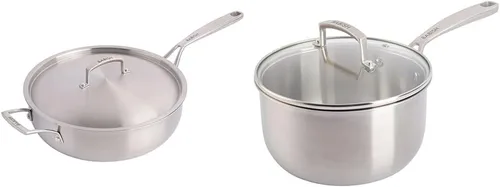 Miniatura 10 de Babish Sartén de acero inoxidable de tres capas de grado profesional con tapa, 5 cuartos de galón y 12 pulgadas de acero inoxidable triple de grado