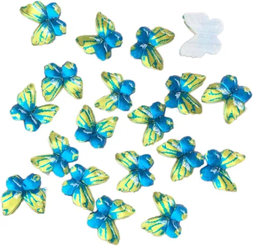 Miniatura 17 de Diamantes de imitación de mariposa con parte trasera plana, 80 unidades de 0.394 pulgadas, dijes de mariposa de resina para uñas, adornos, álbumes