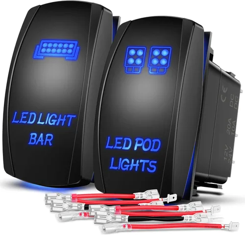 Miniatura 19 de Nilight NI-RS05 Interruptor basculante de barra de luz LED de 5 pines con láser, luces traseras, 20 A/12 V, 10 A/24 V, juego de cables de puente, 2