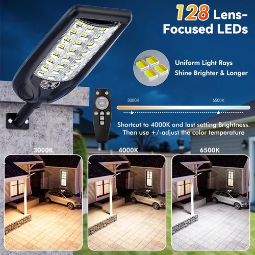 Miniatura 2 de Farolas solares impermeables para exteriores, 30000 lúmenes, luz LED comercial con sensor de movimiento y control remoto, iluminación de seguridad
