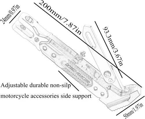 Miniatura 2 de Soporte de patas de motocicleta universal ajustable modificado CNC de aleación de aluminio, soporte de trípode ajustable, soporte lateral