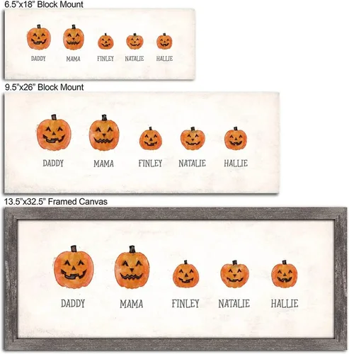 Miniatura 3 de Personal-Prints Familia Jack-O-Lantern – Regalo único personalizado de Halloween u otoño para Acción de Gracias o decoración y inauguración