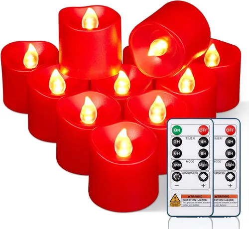 Miniatura 9 de Homemory Paquete de 12 velas sin llama votivas LED con control remoto de más de 400 horas, temporizador de 2/4/6/8 horas, velas de té que funcionan