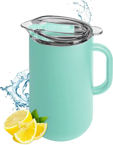 Miniatura 17 de Jarra Premium Aislada de Served (0.87 cuartos de galón/66oz) - Jarra de Acero Inoxidable con Pared Doble, Forrada en Cobre con Tapa - Jarra Térmica