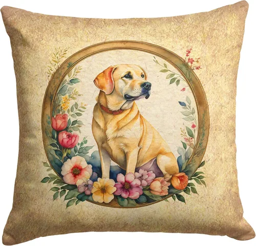 Miniatura 191 de Caroline's Treasures DAC2072PW1414 Affenpinscher and Flowers - Almohada decorativa de tela, lavable a máquina, para interiores y exteriores