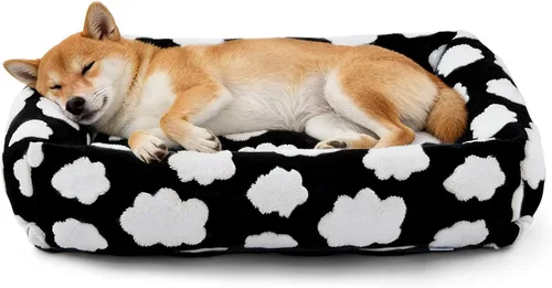 Miniatura 30 de JOEJOY Cama mediana para perros de tamaño mediano, cama ortopédica rectangular lavable para mascotas con funda de cremallera extraíble, bonita cama