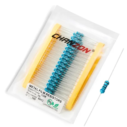 Miniatura 22 de Chanzon - 100 resistencias de película metálica 1/2 W (0.5 W) 10 Ω ohmios ±1% de tolerancia 10R MF, resistencias de agujero pasante con limitación