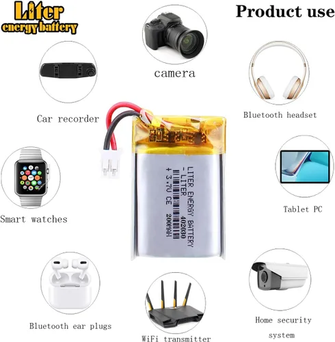 Miniatura 5 de Liter 3.7V 200mAh 402030 Lipo Batería recargable de iones de polímero de litio con conector JST 0.079 in