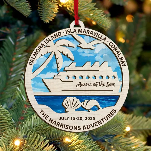 Miniatura 8 de Adorno de Navidad personalizado para parejas - Texto personalizado, lindo adorno de playa, vacación memorable, recuerdo de boda, casados en Hawái