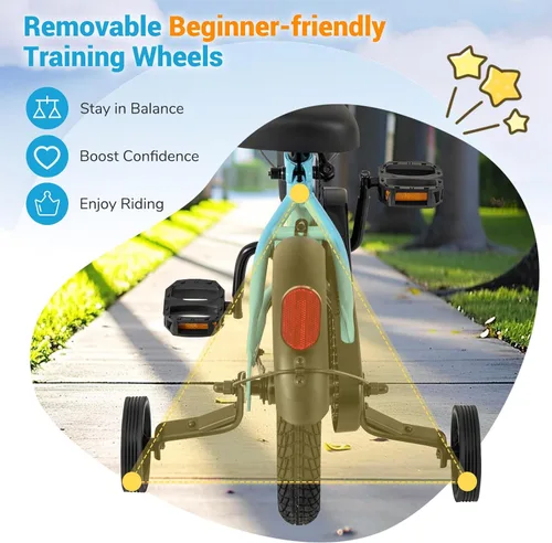 Miniatura 3 de COSTWAY Bicicleta para niños de 12/14/16/18 pulgadas, bicicleta para niños pequeños con ruedas de entrenamiento, asiento y manubrio ajustables