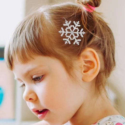Miniatura 8 de Beaupretty Pinzas para el cabello con diseño de copo de nieve de Navidad, 8 unidades, pasadores de diamantes de imitación para mujeres y niñas