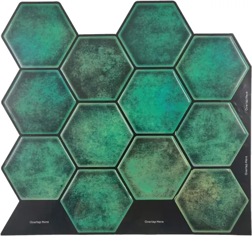 Miniatura 10 de MOSAICOWALL Azulejos autoadhesivos para salpicaduras (juego de 10 azulejos) (negro y blanco)