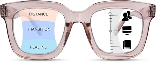 Miniatura 8 de Anteojos de lectura multifocales progresivos para mujer, para lectura de computadora con luz azul cuadrada de gran tamaño con bisagra de resorte