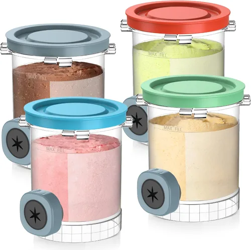 QVN Paquete de 4 pintas Ninja Swirl para creami, recipientes compatibles con la serie NC700 y máquina para hacer helados Soft Serve, aptos para