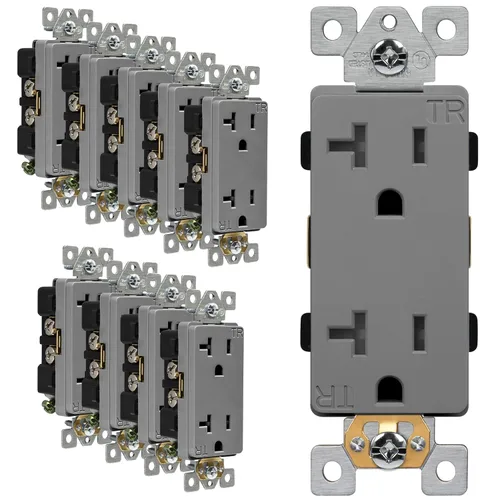 Miniatura 11 de ENERLITES Toma de corriente decorativa de grado industrial, 15A 125V, receptáculo dúplex resistente a manipulaciones, conexión a tierra, 5-15R, 2