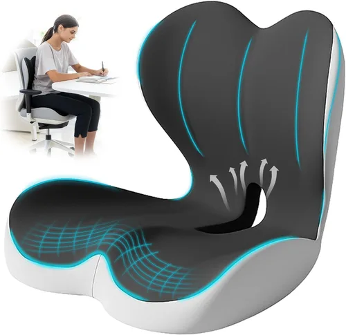 Miniatura 12 de Cojín de asiento para silla de oficina y automóvil, almohada de apoyo lumbar para silla de oficina, cojín de asiento ergonómico de espuma