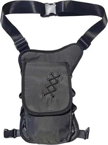 Miniatura 10 de Bolsa Cangurera Larswon con Ajuste en Muslo y Cintura, Riñonera Táctica, Bolsa para Motocicleta Impermeable