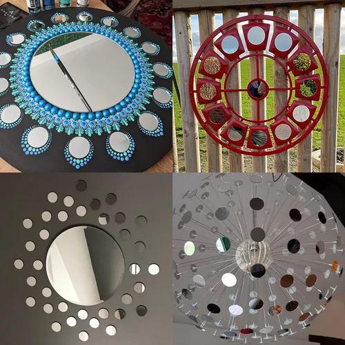 Miniatura 6 de 20 azulejos redondos de espejo de cristal, hoja de espejo circular pequeño de 1.18 pulgadas, azulejos de mosaico de espejo autoadhesivos