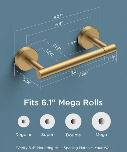 Miniatura 47 de FORIOUS Soporte de pared para papel higiénico, soporte de rollo de papel higiénico de doble poste giratorio de acero inoxidable para baño, Blanco