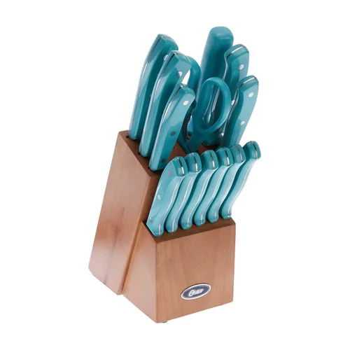 Miniatura 12 de Oster Evansville - Juego de cuchillos de cocina de 14 piezas, acero inoxidable con asas blancas de lino - Cuchillos para cocina Lino Blanco