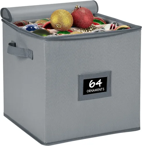 HOLDN’ STORAGE Caja de almacenamiento para adornos navideños - Contenedores de almacenamiento para decoración navideña que guardan hasta 64 – 3” x