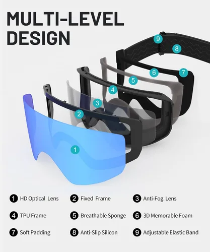 Miniatura 4 de OTG - Gafas de esquí fotocromáticas sin marco, adaptables a la luz, antiniebla, protección UV, para snowboard y nieve, para hombres y mujeres
