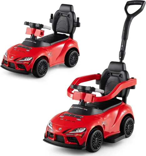 Miniatura 10 de Costzon Coche de empuje para niños pequeños, 3 en 1 Cochecito deslizante para caminar con licencia de Toyota con mango, música, barandilla