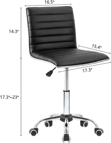 Miniatura 2 de Homall Silla moderna ajustable con respaldo bajo acanalado sin brazos, silla de oficina, silla de escritorio, silla de tocador, silla giratoria