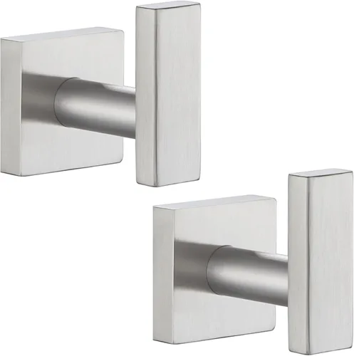 Angle Simple Paquete de 2 ganchos para toallas de baño, soporte para bata de baño de acero inoxidable SUS304, moderno gancho para colgar abrigos