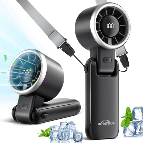 Miniatura 8 de WHATOOK Ventilador Portátil Recargable Mini Ventiladores: Ventilador de Mano con Tecnología Air Turbo, 4000mAh y 5 Velocidades Pantalla LED