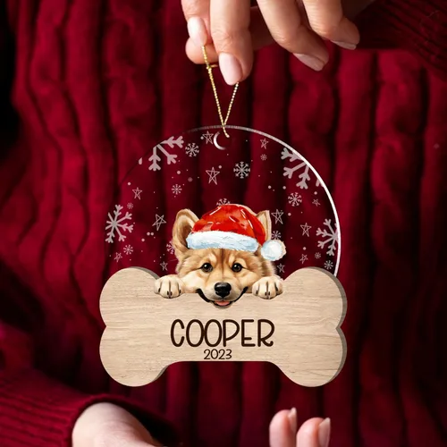 Miniatura 32 de Nazenti American Pit Bull Terrier Adorno de Navidad, adorno de perro fotográfico, adorno de perro personalizado, adornos de fotos de madera