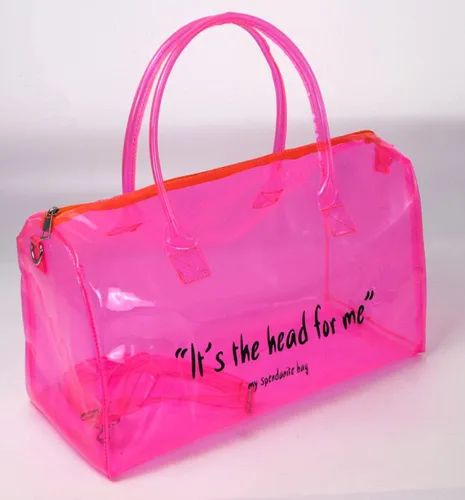 Miniatura 3 de Bolsa de gimnasio transparente para mujer, bolsa de PVC transparente, bolsa de lona grande para deportes, bolsa de gelatina de color caramelo