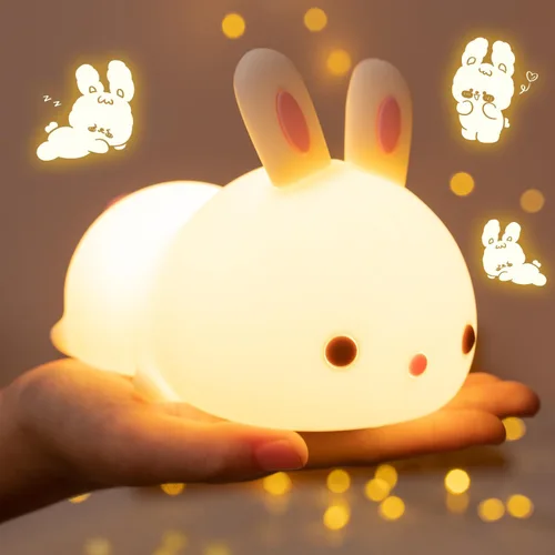 OneFire Luz Nocturna para Niños Regalos de Navidad para Niños, Juguetes de Conejo de 16 Colores Lámpara Linda, Luz Nocturna de Bebé de Silicona