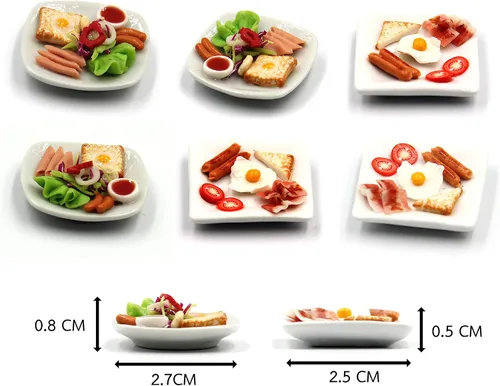 Miniatura 5 de Set de desayuno surtido de 10 variados – Alimentos en miniatura, comida pequeña para decoración de casa de muñecas, casa de muñecas, diorama
