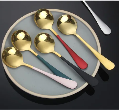 Miniatura 3 de Cucharas de sopa de cabeza redonda, 2 cucharas coreanas de metal de acero inoxidable, cuchara de sopa de mesa, cucharas anchas para sopa, postre