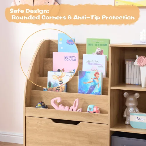 Miniatura 7 de Estantería Infantil y Almacenamiento de Juguetes Fatmok, Organizadores de Almacenamiento de Juguetes con Cajones Móviles y 3 Contenedores