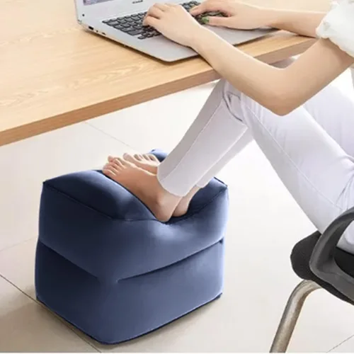 Miniatura 2 de Reposapiés inflable para viajes aéreos, almohada de viaje de altura ajustable para niños y adultos con 3 capas para avión, automóvil, autobús