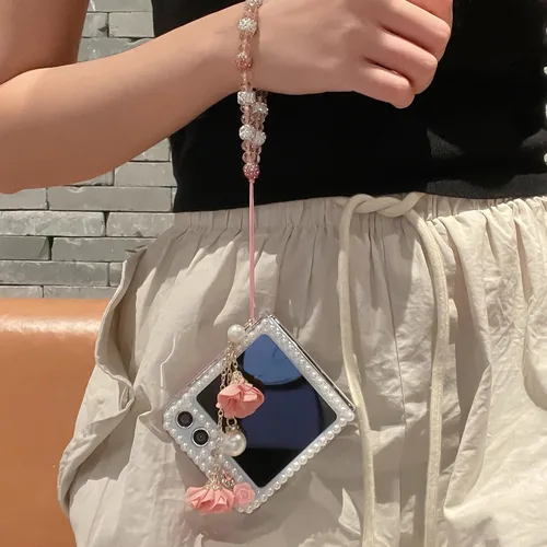 Miniatura 2 de Changjia Funda para Samsung Galaxy Z Flip 5 con brillantina, bonita funda de lujo con diamantes de imitación 3D con diamantes de imitación y flores