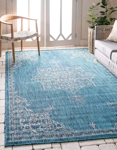 Miniatura 15 de Unique Loom Outdoor Traditional Collection - Alfombra de área antigua (4 pies 1 pulgada x 6 pies 1 pulgada, rectangular, beige y negro)