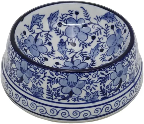 Miniatura 5 de Aimusego Plato chino de cerámica azul de 6.7 pulgadas para alimentos y agua para perros pequeños y medianos/gatos, tazón antideslizante de porcelana