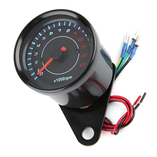 Miniatura 6 de Tacómetro electrónico universal con retroiluminación LED de 12 V, medidor de motocicleta de CC, construcción de aluminio, requiere instalación