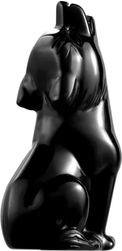 Artistone Estatua de lobo de obsidiana negra de 2 pulgadas, adorno para decoración del hogar, escultura de animales de cristal curativo con caja de