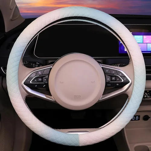 Miniatura 13 de Funda universal para volante de automóvil con masaje 3D, 14.5-15 pulgadas, fundas de cuero de fibra de carbono negras, transpirables