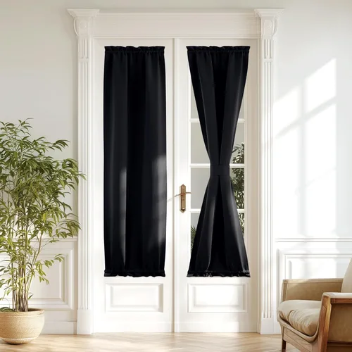 Miniatura 273 de NICETOWN Cortinas opacas unicolor con aislamiento térmico para puerta francesa, granja, oscurecimiento de habitación, puertas y ventanas de Marrón