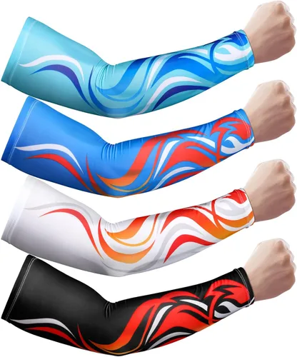 Miniatura 14 de JenPen 4 Pair Arm Sleeves UV Cooling Sun Protection Arm Sleeves Sports Compression for Men to Cover Tattoo