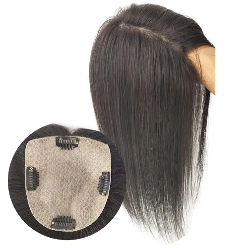4.7x5.1 in base de seda virgen cabello humano para mujeres 10-20 pulgadas clip en el cuero cabelludo superior toupee postizos con 4 clips 5 x 5
