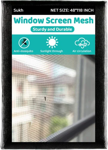 Sukh 48 x 118 malla para ventana – Pantalla de repuesto de malla de fibra de vidrio para ventana de patio, porche, ventana, pantalla de red