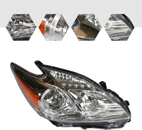 Miniatura 5 de Conjunto de faros delanteros para Toyota Prius 2012-2015 Halógeno Faro derecho de reemplazo del lado del pasajero, lente transparente de carcasa