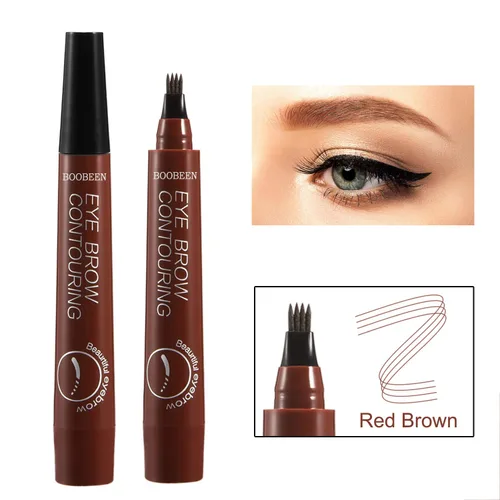 Miniatura 2 de Boobeen 2 lápices de cejas impermeables – Bolígrafo de tatuaje de cejas Microblading con un aplicador de punta de microhorquilla – Crea cejas